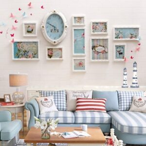 Picture Frames, Collage Picture Frames, Photo Wall-Wall Hanging Picture Frames Wooden Clips Wire Artworks Cards Holder Organizer Collage