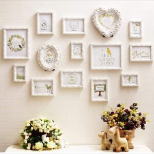 Photo Wall-Photo Frame Family Friends White Picture Frame Gallery Collage Wall Hanging Photo Frame for Photo Sockets White Edge