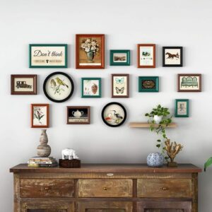 Frames Set, Wall Gallery Collage Frames with Hanging Template Photo Wall Decoration Living Room Bedroom Solid Wood Photo Frame Wall