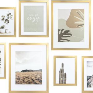 8 Pack Modern Gallery Wall Frame Set, Gold Picture Frames Collage Wall Decor for Home Decoration, Multi-Size 11x14 x2,8x10 x3,6x8 x3
